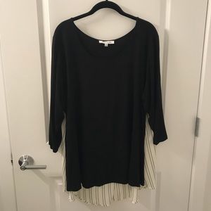 Black T Shirt with Button Down Shirt Detailing